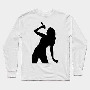 Taylor Swift Singing Pose Silhouette Long Sleeve T-Shirt